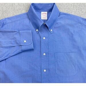 Brooks Brothers Shirt Men 15.5 - 35 Blue 100% Cotton Traditional Fit Button Down